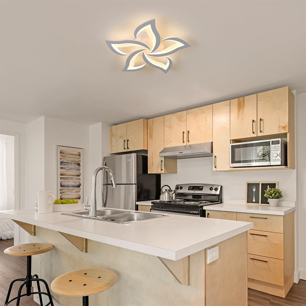 Lampada da soffitto in ferro con motivo floreale, illuminazione LED, diametro 12 pollici