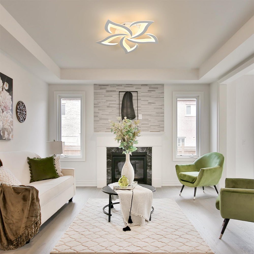 Lampada da soffitto in ferro con motivo floreale, illuminazione LED, diametro 12 pollici