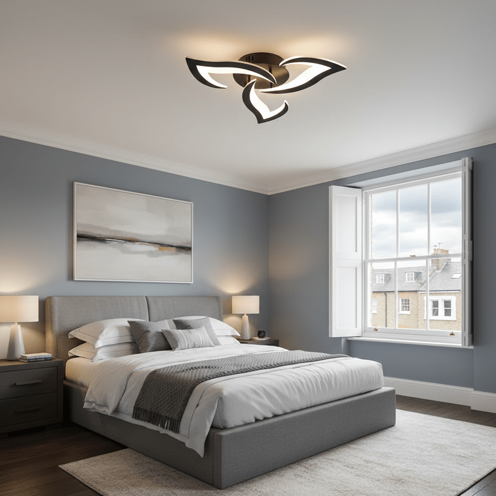Lampada da soffitto in ferro con motivo floreale, illuminazione LED, diametro 12 pollici