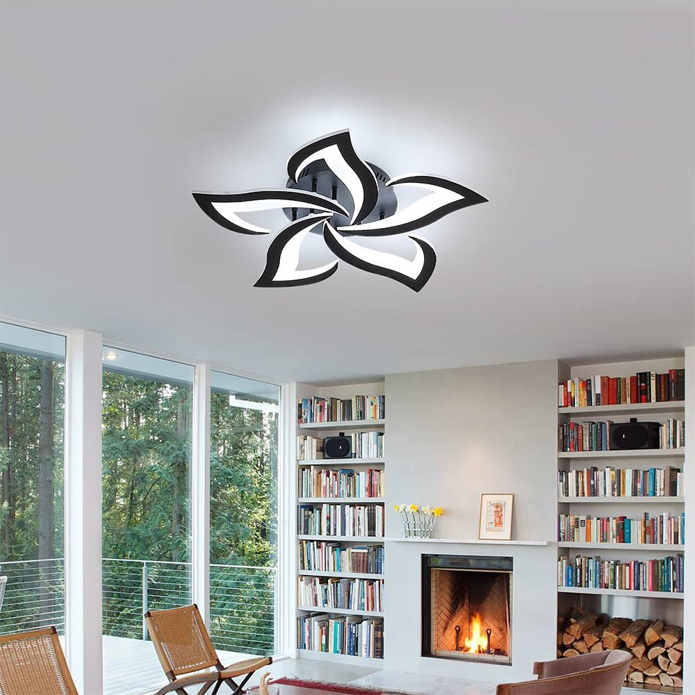 Lampada da soffitto in ferro con motivo floreale, illuminazione LED, diametro 12 pollici