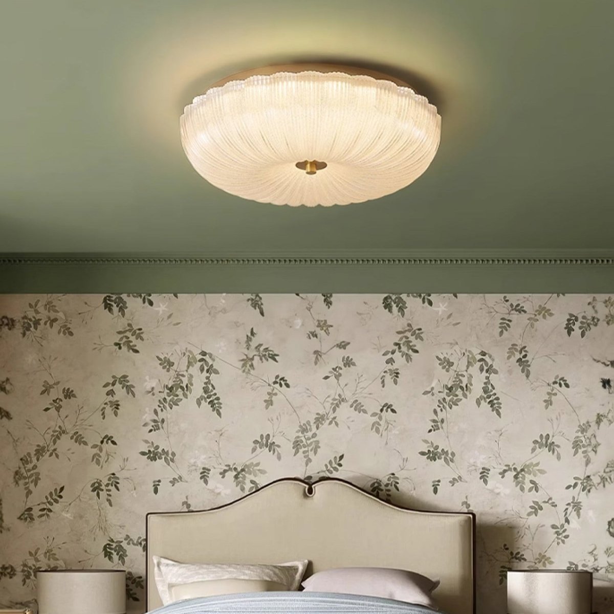 Loftlampe med tekstureret glasskærm, indbygget, 12 tommer