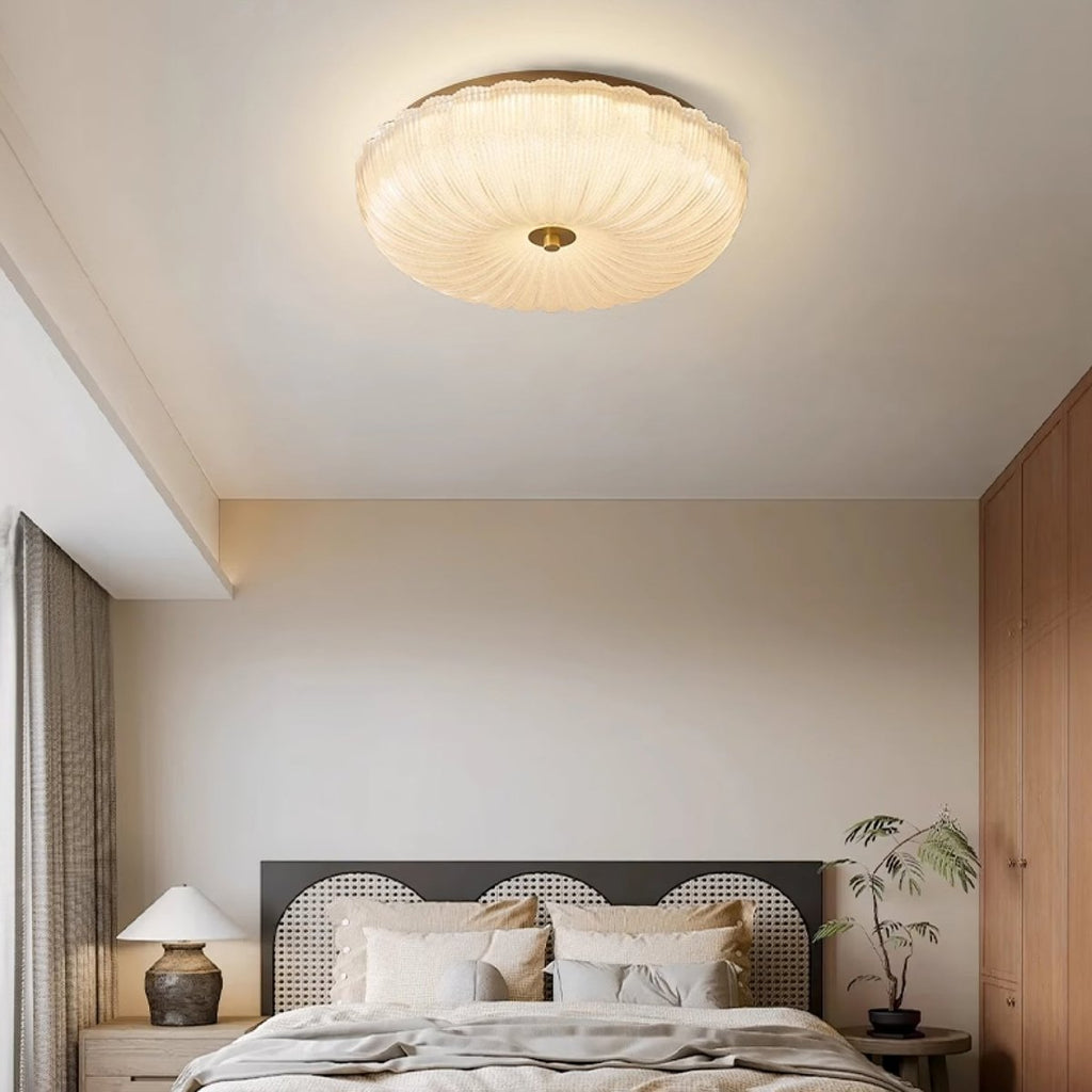 Loftlampe med tekstureret glasskærm, indbygget, 12 tommer