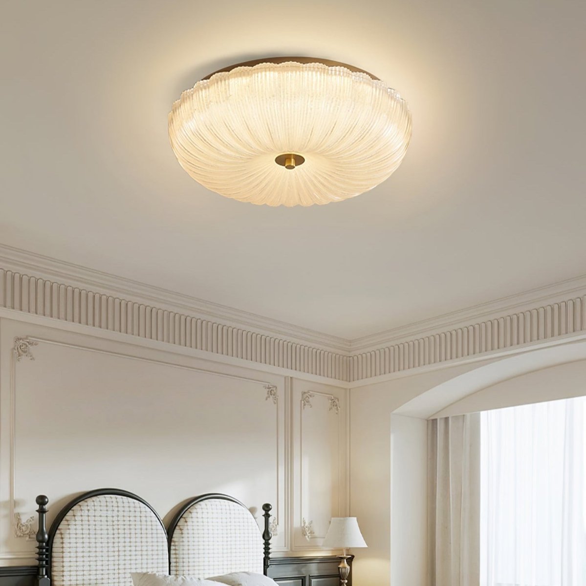 Loftlampe med tekstureret glasskærm, indbygget, 12 tommer
