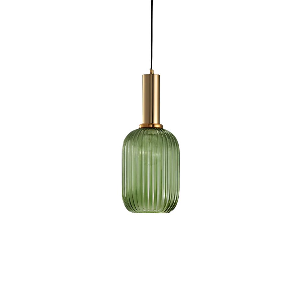 Vintage stil pendel med rillede glasskærm, 12 tommer i diameter