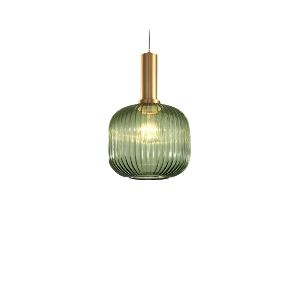 Vintage stil pendel med rillede glasskærm, 12 tommer i diameter