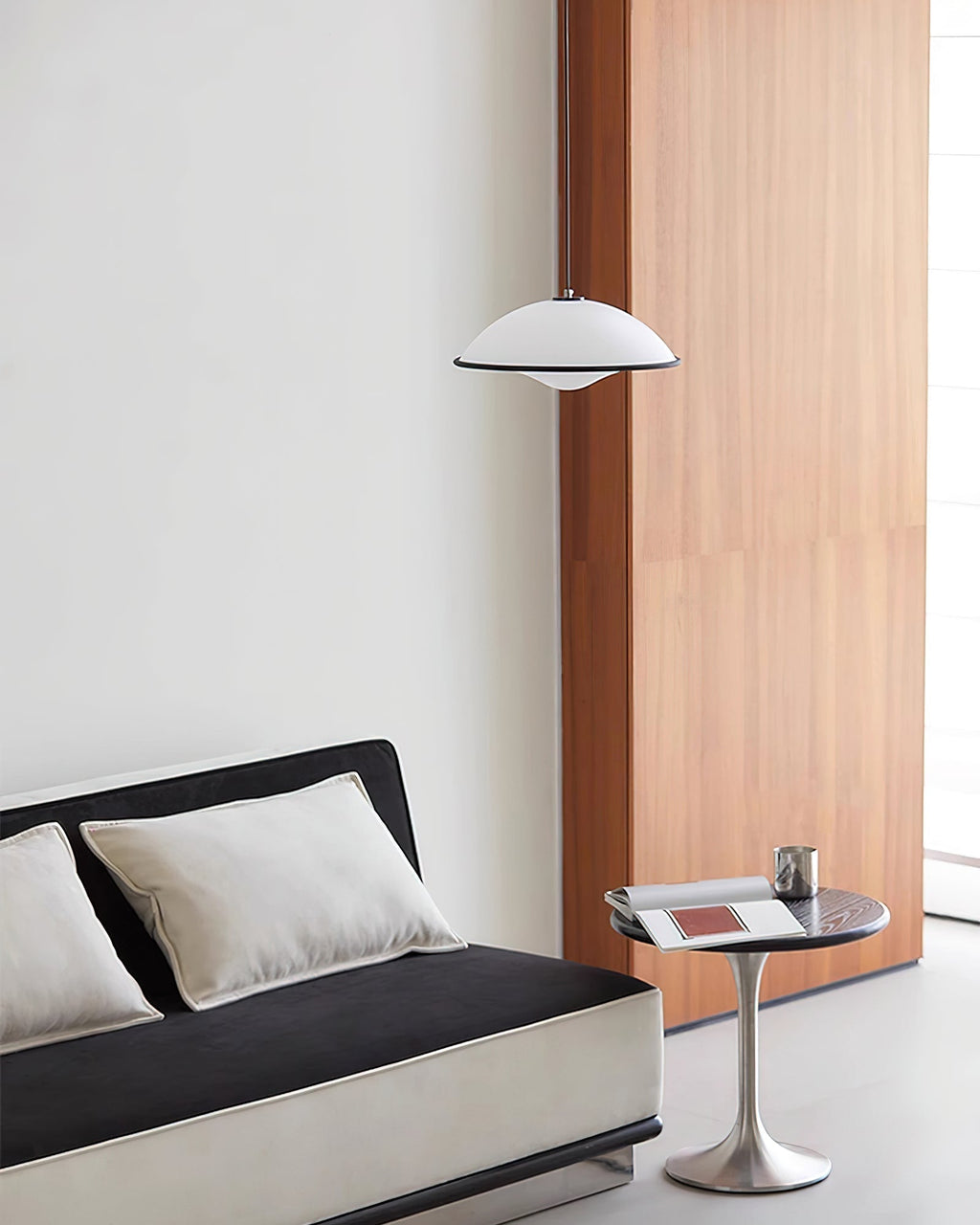 Novara | Minimalistisk UFO pendellampe med svart kant