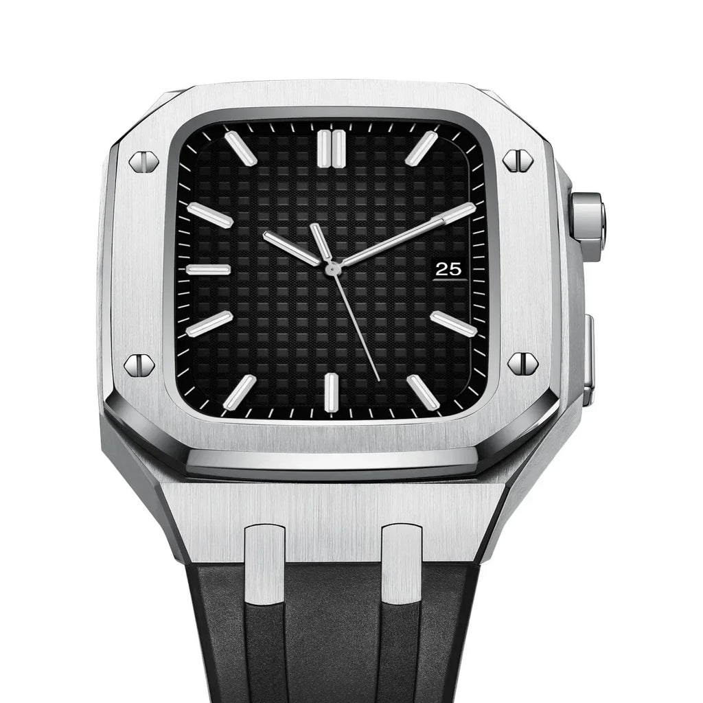 AP9009 silikonearmbånd 316L rustfrit stålhus retrofit-sæt til Apple Watch