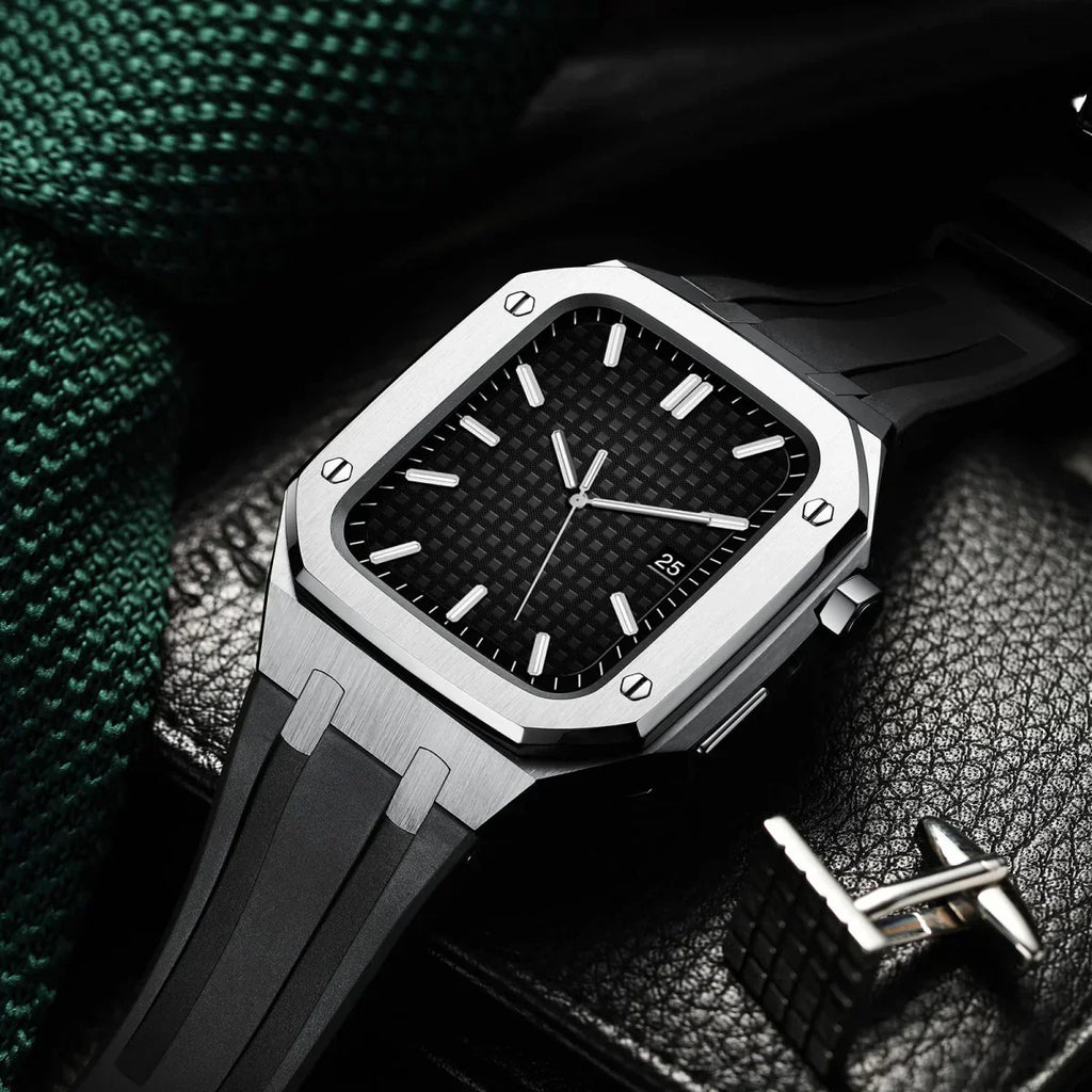 AP9009 silikonearmbånd 316L rustfrit stålhus retrofit-sæt til Apple Watch