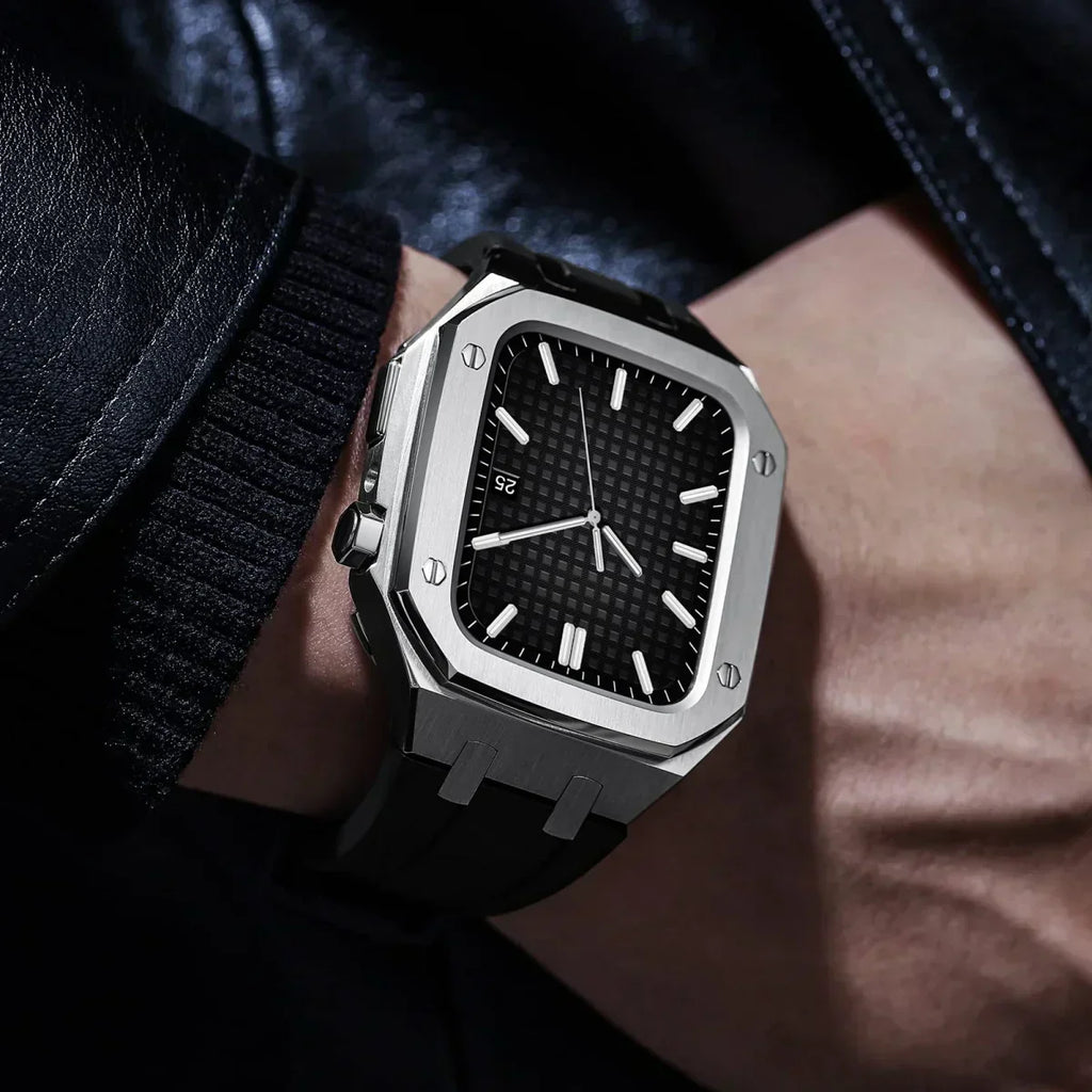 AP9009 silikonearmbånd 316L rustfrit stålhus retrofit-sæt til Apple Watch