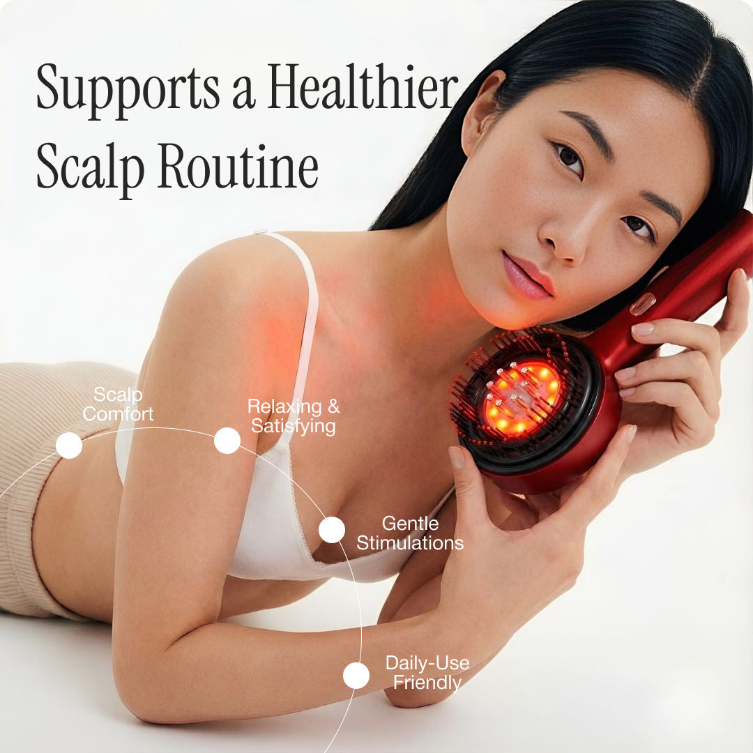 630nm Red LED Scalp Massage Comb for Daily Hair & Scalp Care – Waterproof