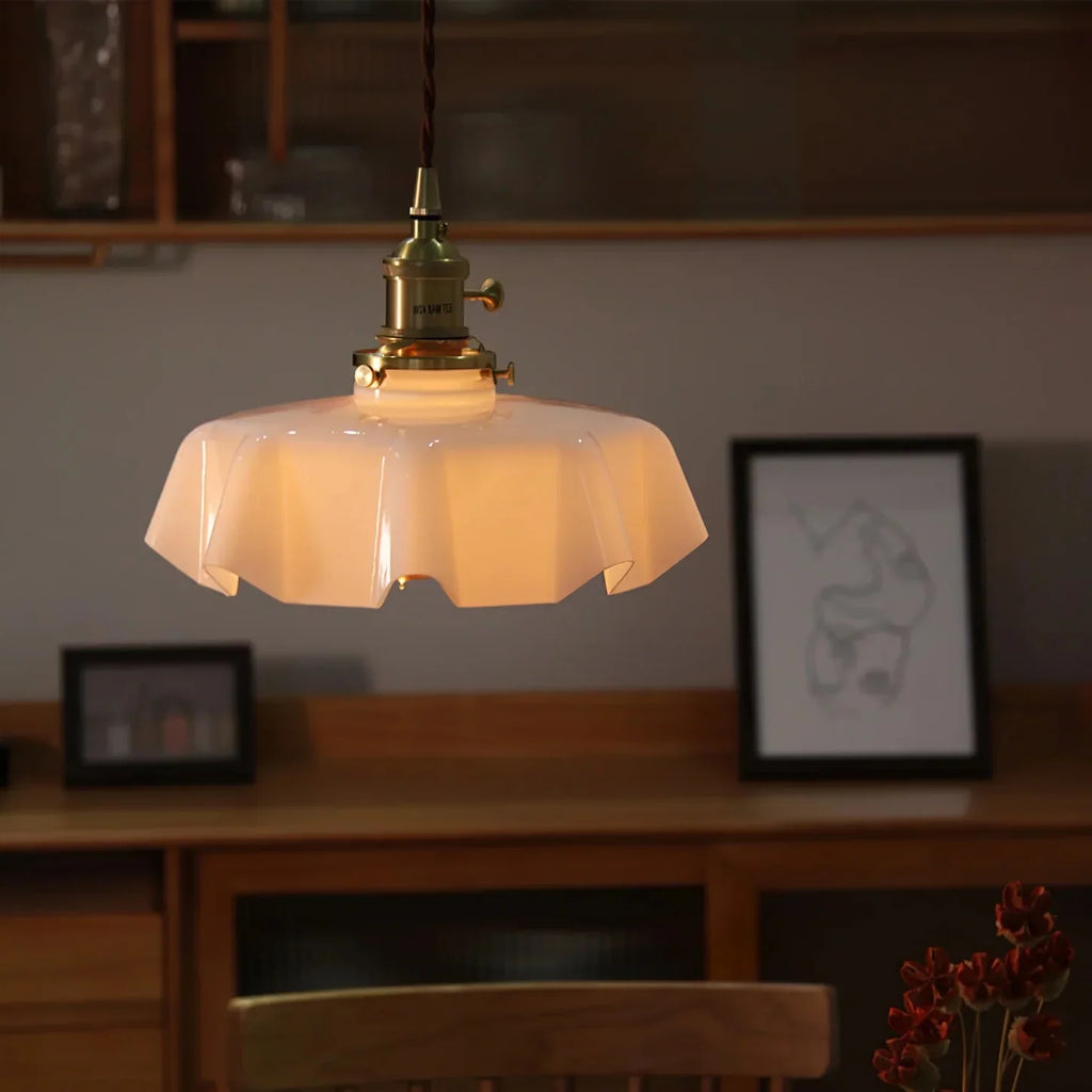 Elegant Draped Glass Art Deco Pendant Light Fixture