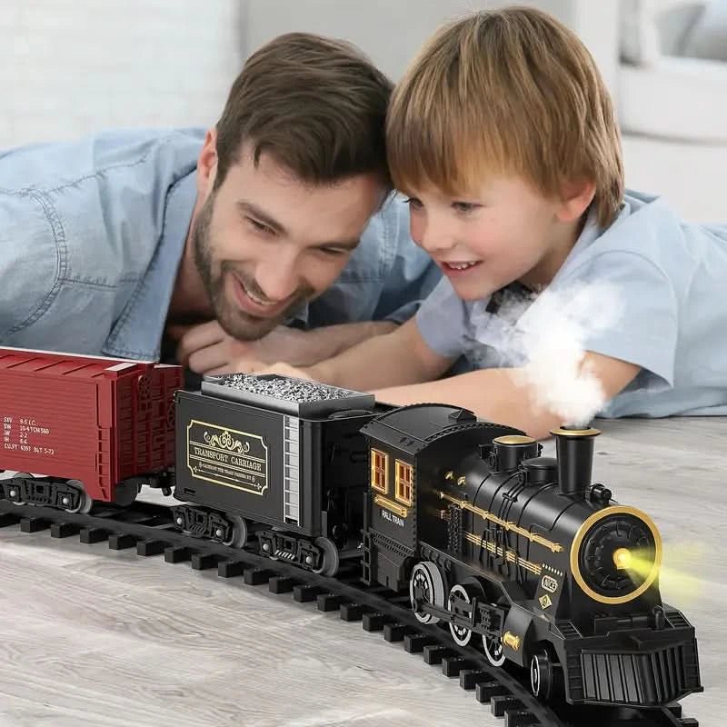 Sada elektrického vánočního vlaku s flexibilními kolejemi pro kouzelné zimní noci pro děti