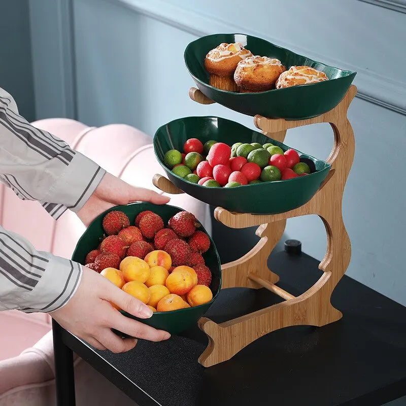 קערת פירות רב-שכבתית FruitTriad לאחסון אלגנטי במטבח