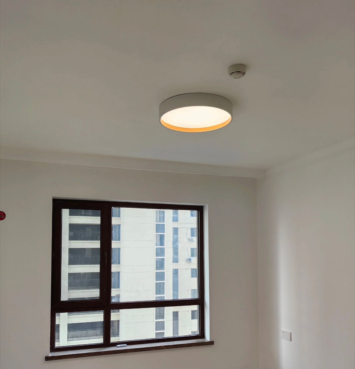 LumaNest Minimal Flush Mount Ceiling Light With Wood Grain Accent