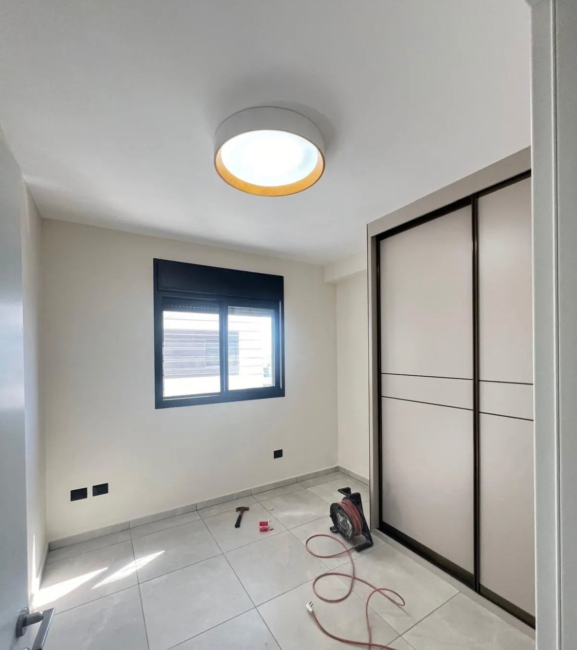 LumaNest Minimal Flush Mount Ceiling Light With Wood Grain Accent