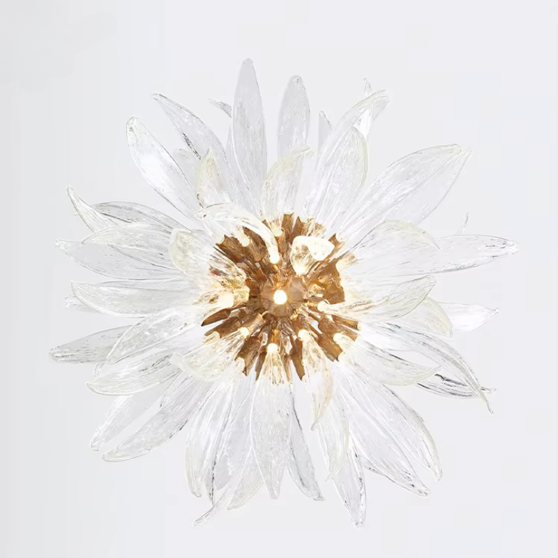 Liora Bloom Solsikke Glass Lysekrone med kobberramme og LED