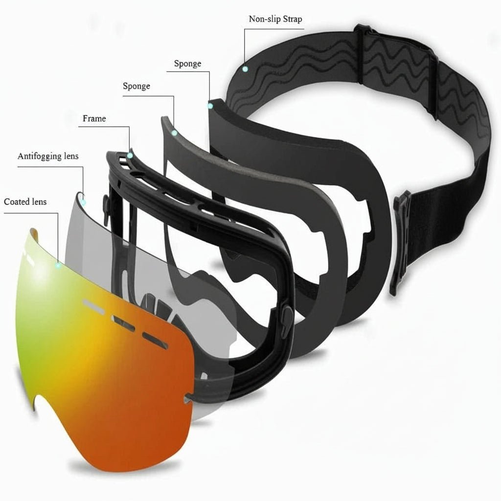 Maschera da sci GlacierPeak a doppio strato antiappannamento per snowboarder e motoslittisti