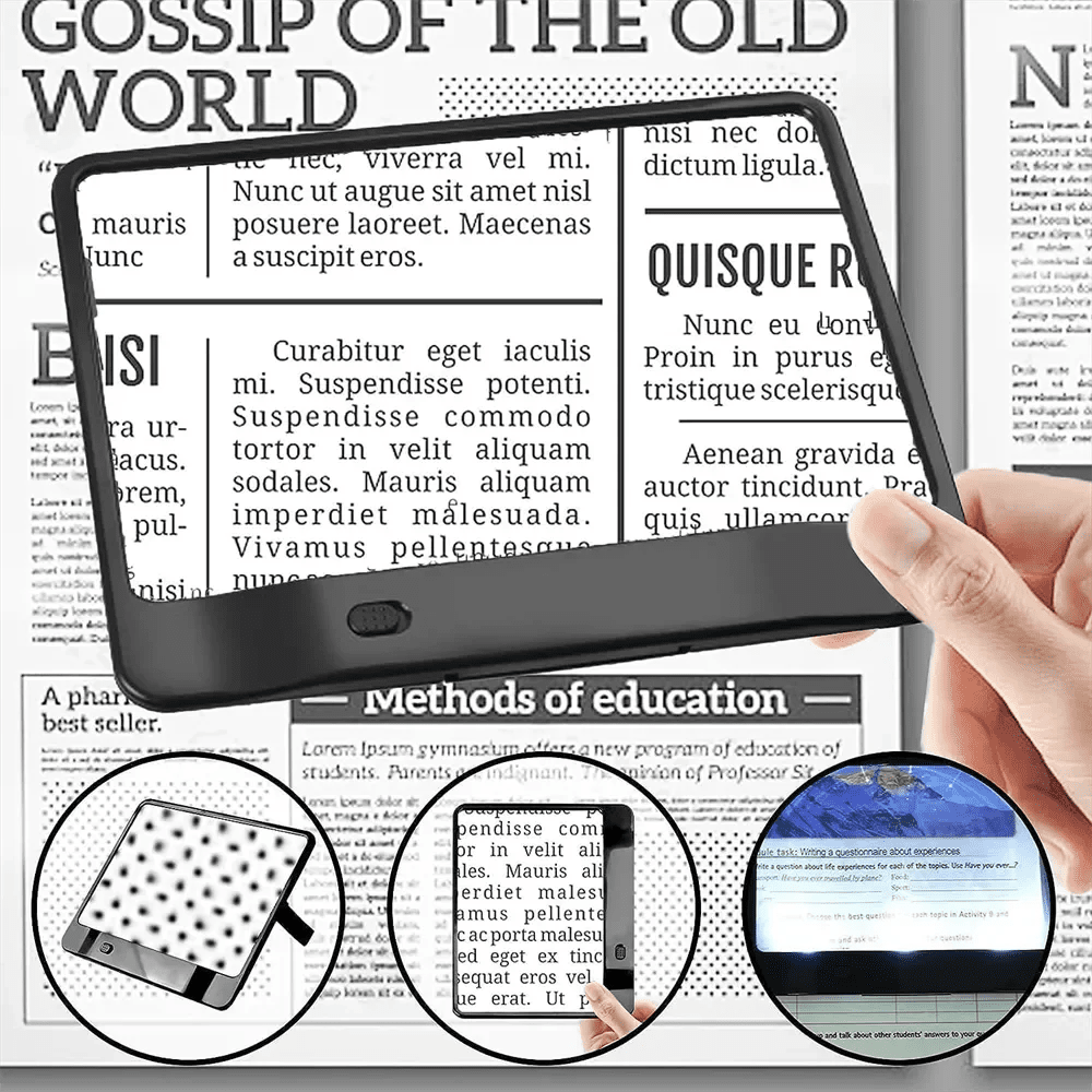 3x LED Reading Magnifier for Whole Page Viewing, Bright Easier Reading for Seniors