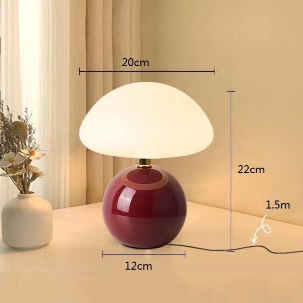 Lumiere Kremfarget Sopp Keramisk Bordlampe Bauhaus Stil