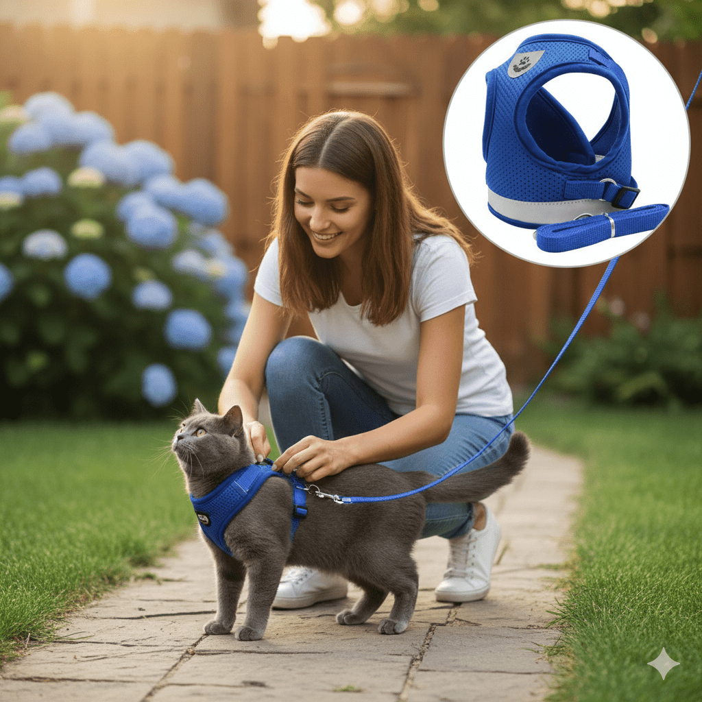 TrailTide ausbruchssicheres Katzen-Geschirr mit reflektierenden Details