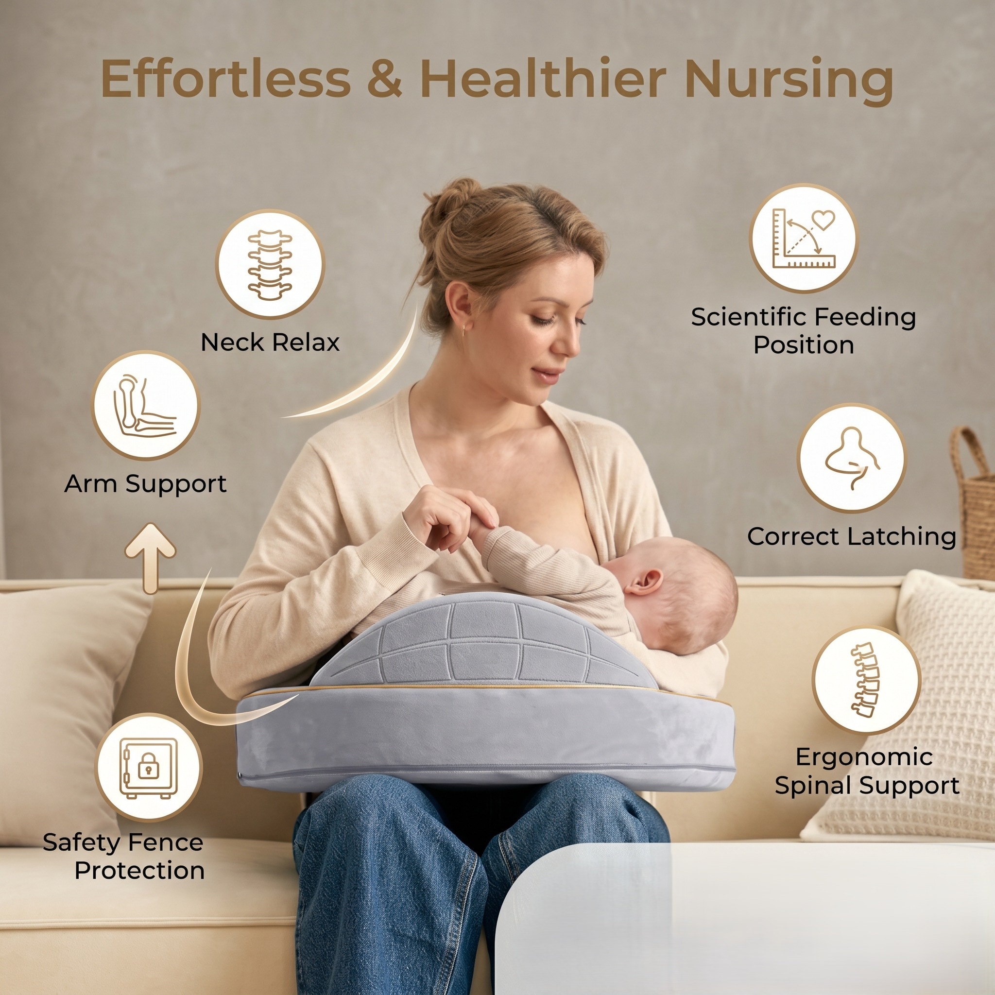 Ergonomisches Kissen zur Fütterungsunterstützung und komfortablen Haltung