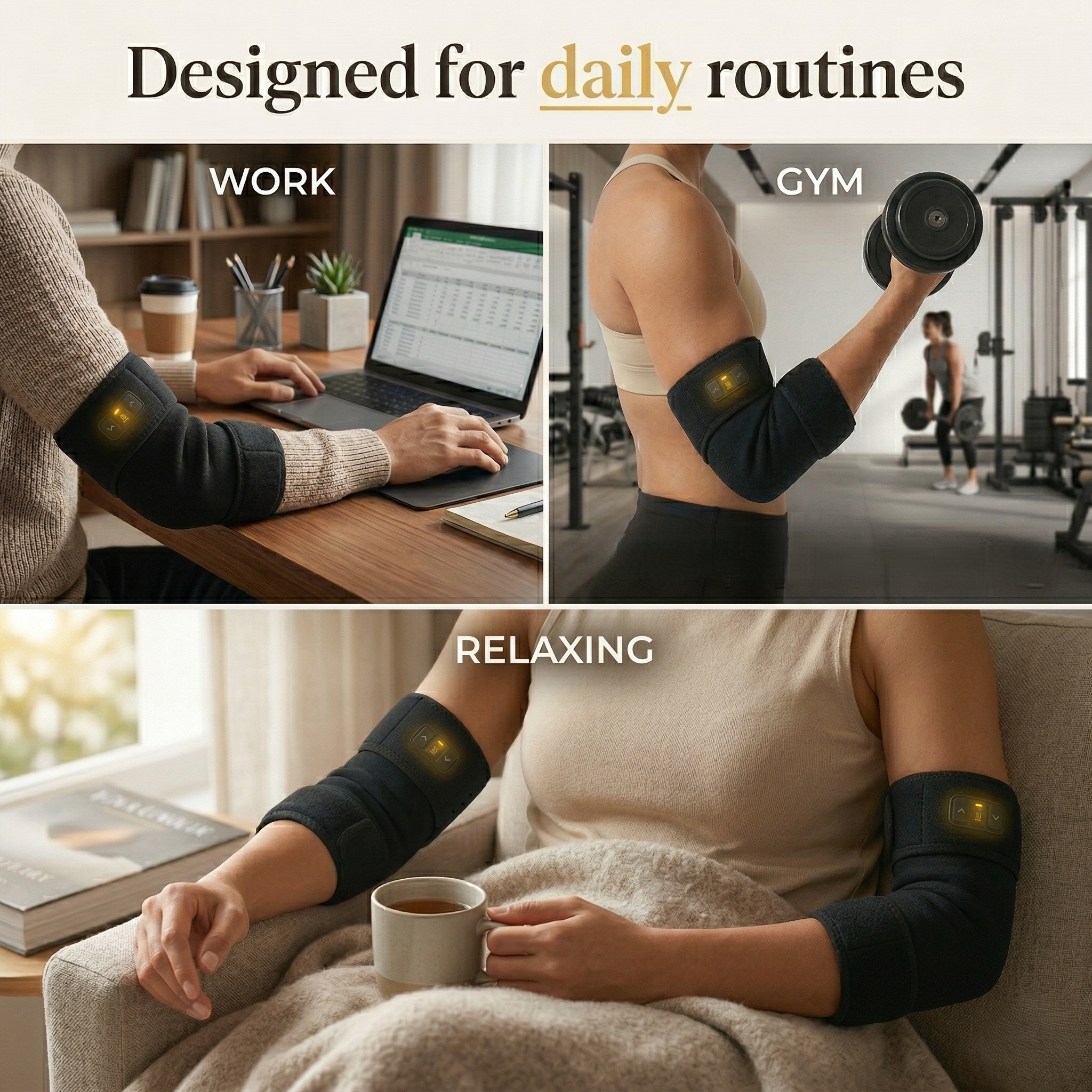Elbow Sleeve With Heated Compression Adjustable Warmth And Massage