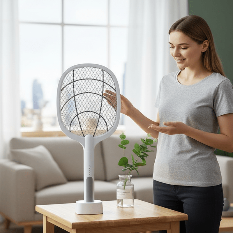 Raquette électrique anti-moustiques VoltShield 3000V USB avec filet de sécurité pour la maison