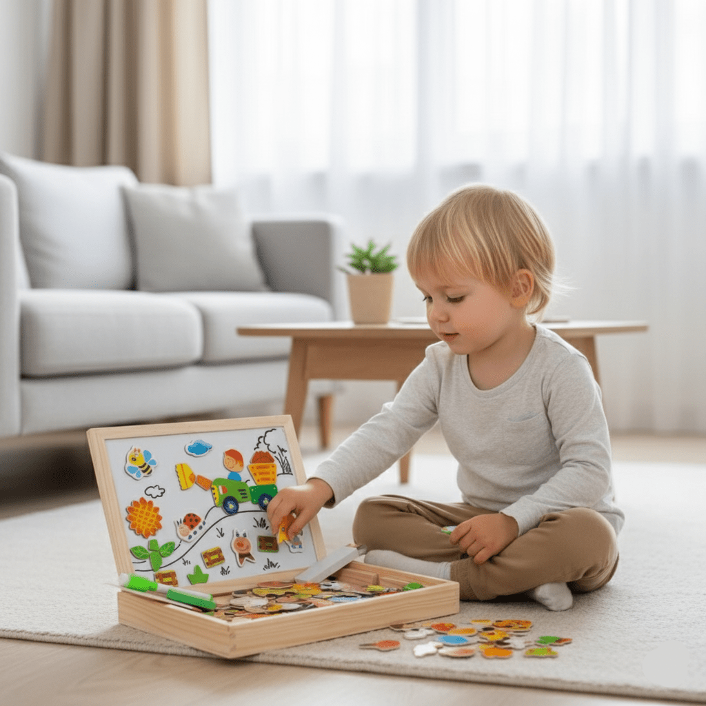 NovaTots 2 az 1-ben Montessori rajztábla mágneses krétatáblával, hordozható gyerekeknek