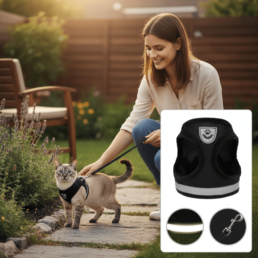 TrailTide ausbruchssicheres Katzen-Geschirr mit reflektierenden Details