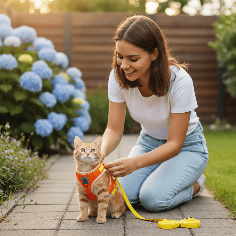 TrailTide ausbruchssicheres Katzen-Geschirr mit reflektierenden Details