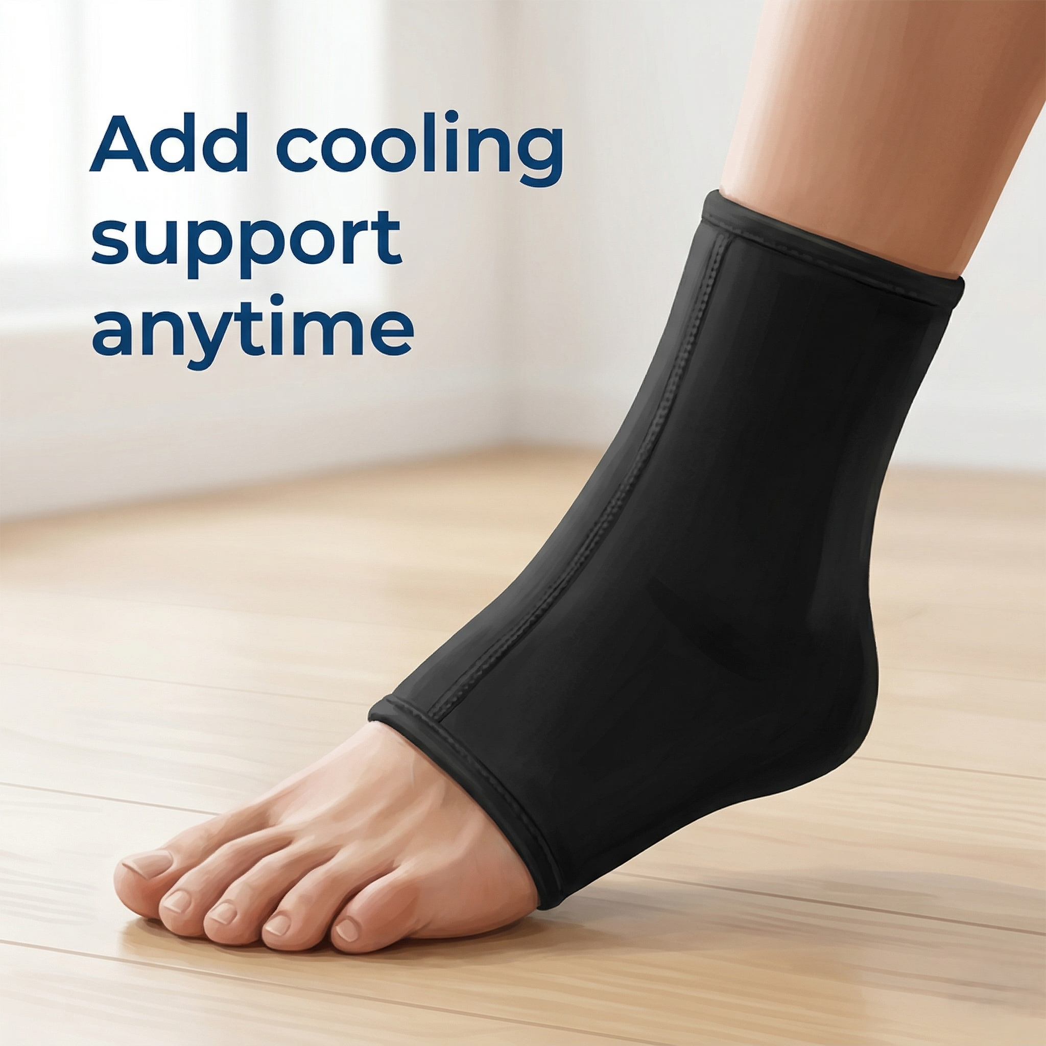 Cooling Ankle Sleeve With Flexible Support And Reusable Gel Insert