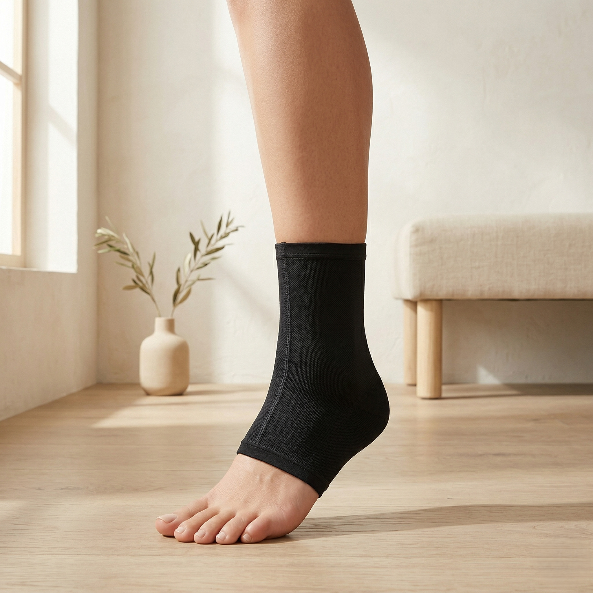 Cooling Ankle Sleeve With Flexible Support And Reusable Gel Insert