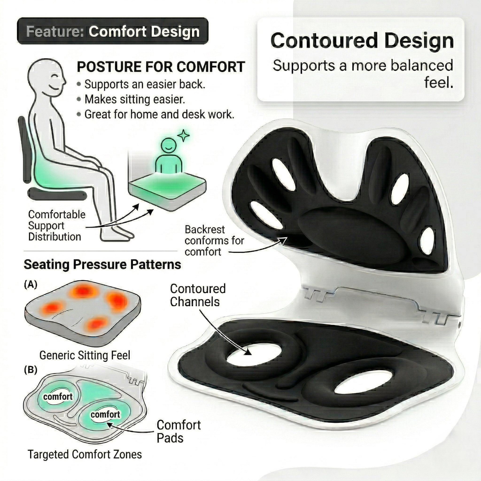 Kovelli Ergonomic Posture Support Cushion For Sitting