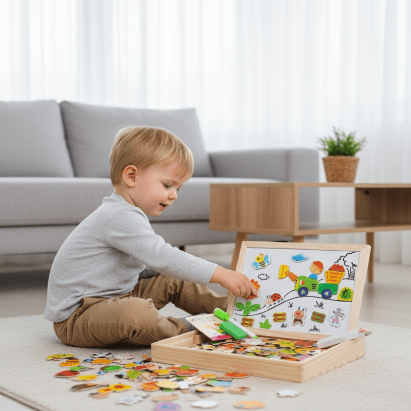 NovaTots 2 az 1-ben Montessori rajztábla mágneses krétatáblával, hordozható gyerekeknek