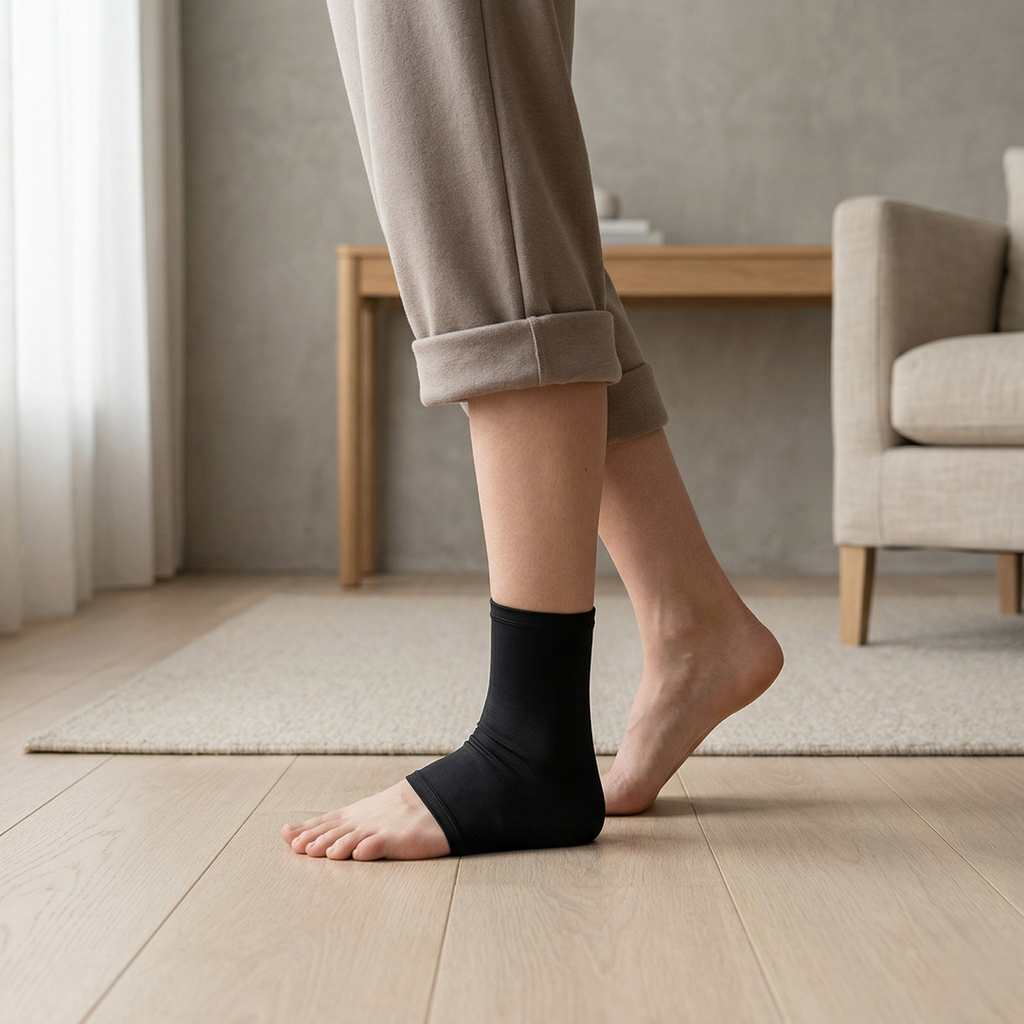 Cooling Ankle Sleeve With Flexible Support And Reusable Gel Insert