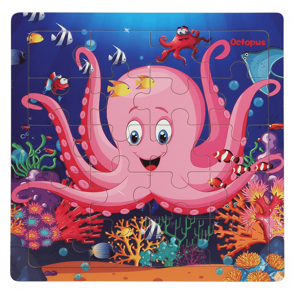 NovaNest 3D fa puzzle kisgyermekeknek: Állatok és járművek, finommotoros készségek fejlesztésére