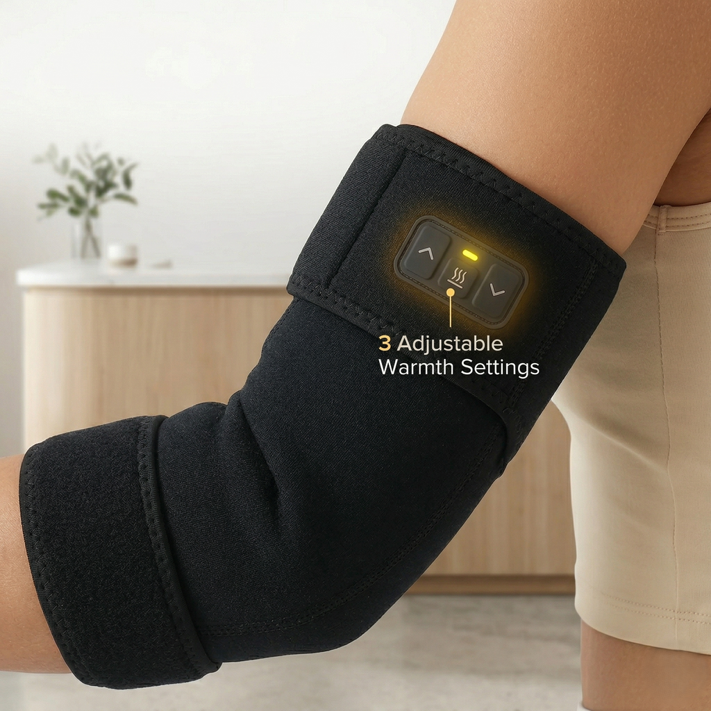 Elbow Sleeve With Heated Compression Adjustable Warmth And Massage