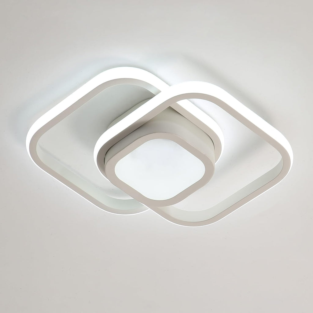 Lámpara de techo con anillos geométricos entrelazados y difusores translúcidos