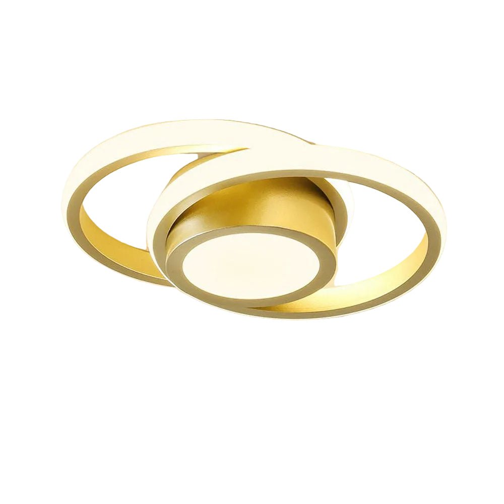Lámpara de techo con anillos geométricos entrelazados y difusores translúcidos