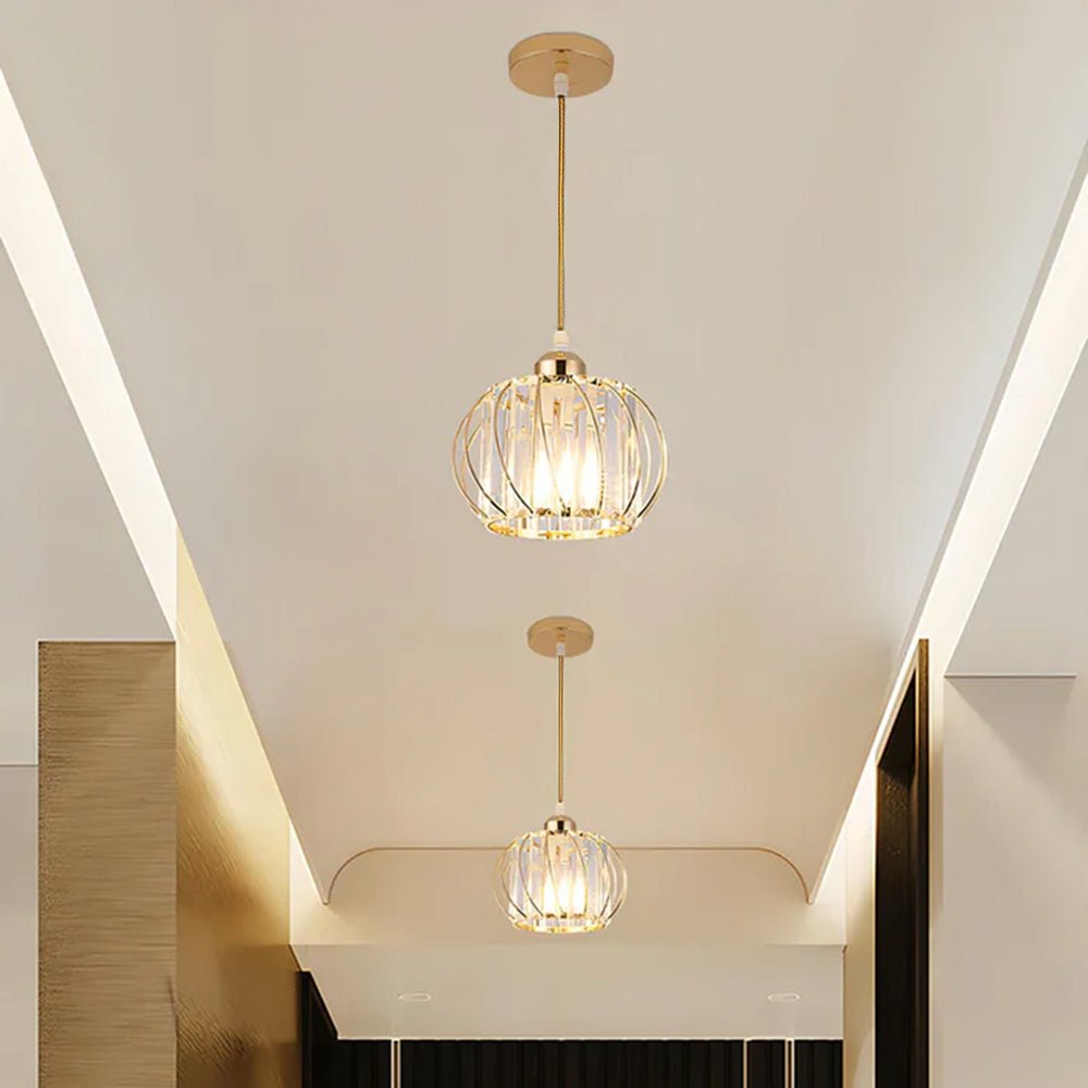 Lampa wisząca z metalowym stelażem i kulistym kloszem szklanym 12 cali