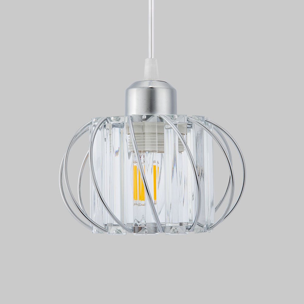 Lampa wisząca z metalowym stelażem i kulistym kloszem szklanym 12 cali