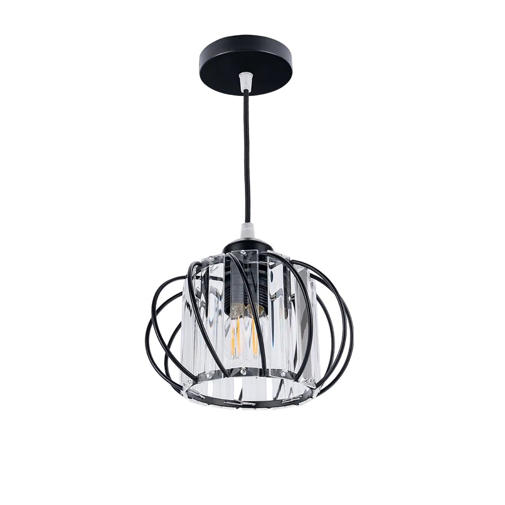 Lampa wisząca z metalowym stelażem i kulistym kloszem szklanym 12 cali