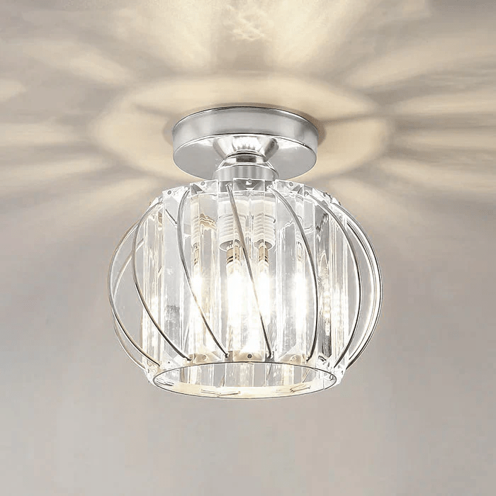 Lampa wisząca z metalowym stelażem i kulistym kloszem szklanym 12 cali