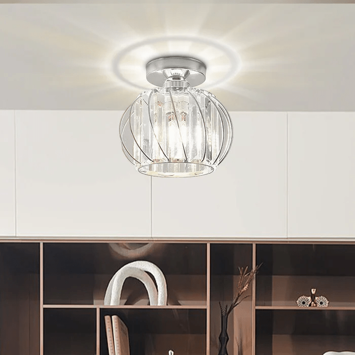 Lampa wisząca z metalowym stelażem i kulistym kloszem szklanym 12 cali