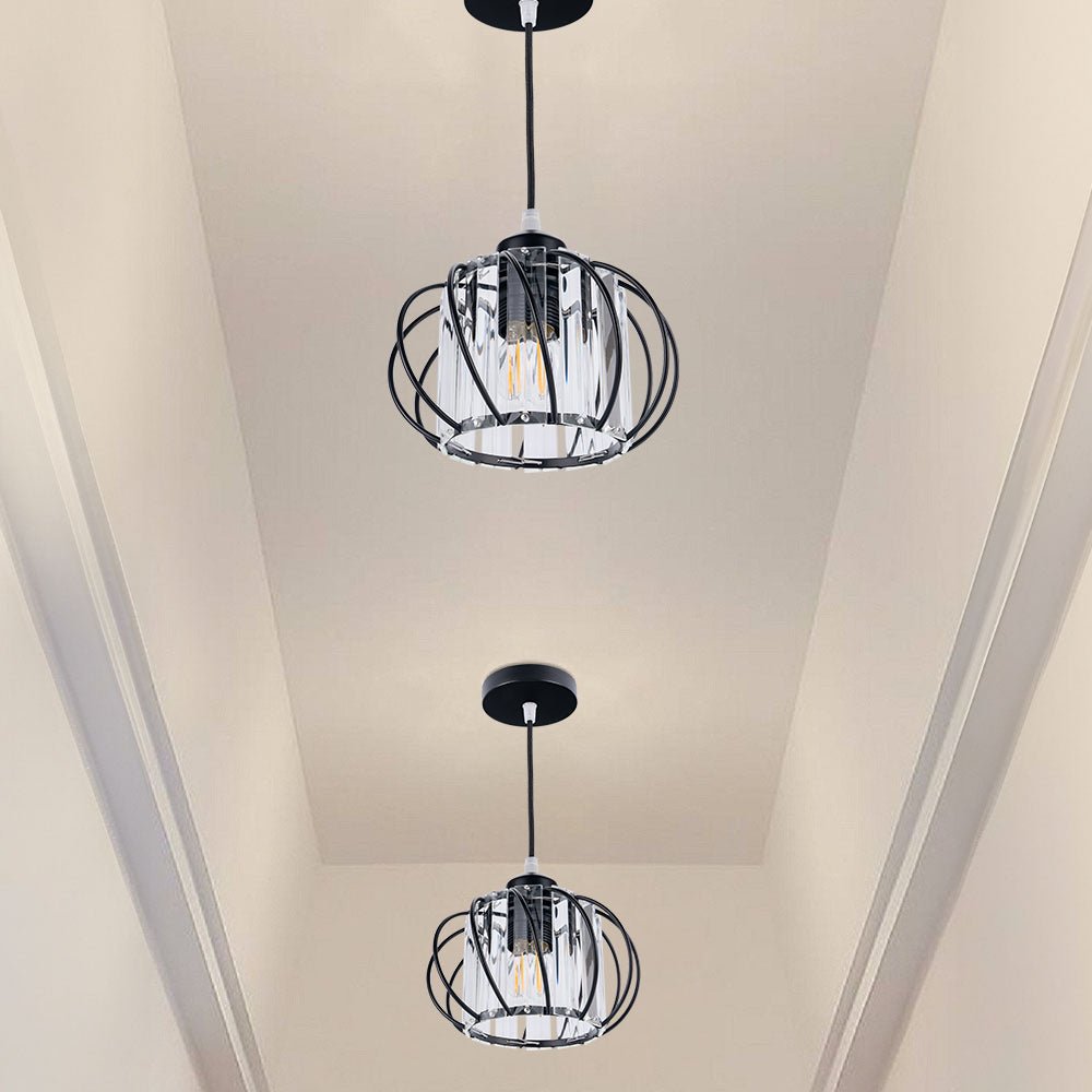 Lampa wisząca z metalowym stelażem i kulistym kloszem szklanym 12 cali