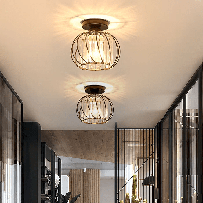 Lampa wisząca z metalowym stelażem i kulistym kloszem szklanym 12 cali