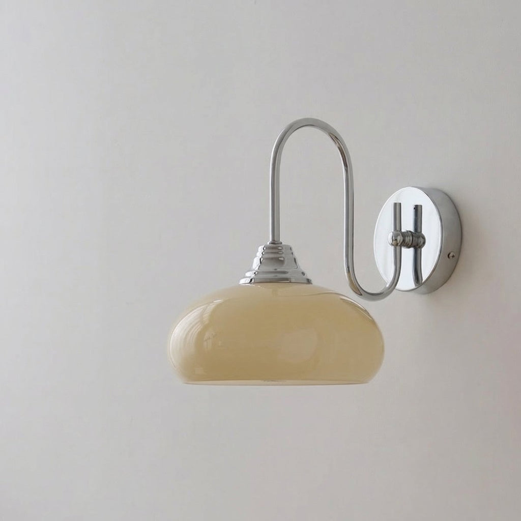 Vegglampe i kremfarget glass, moderne design, 12 x 8 tommer