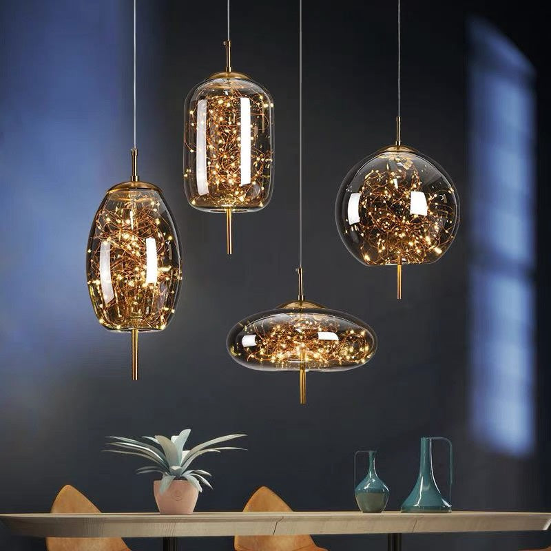 Glass LED hengelampe | Nordisk luksusdesign for spisestue eller stue