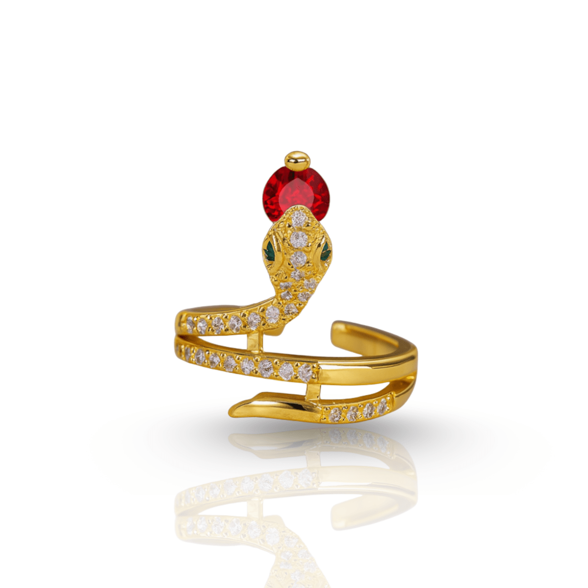 Nexa Serpent Rustfritt stålslange-ring med zirkonia for unisex symbolsk smykke