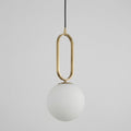 Lampada a sospensione sfera in vetro dorato, design moderno, diametro 12 pollici